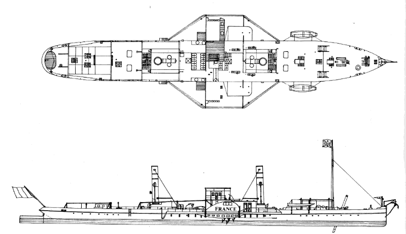 Plan d'un bateau fluvial vapeur du Rhône